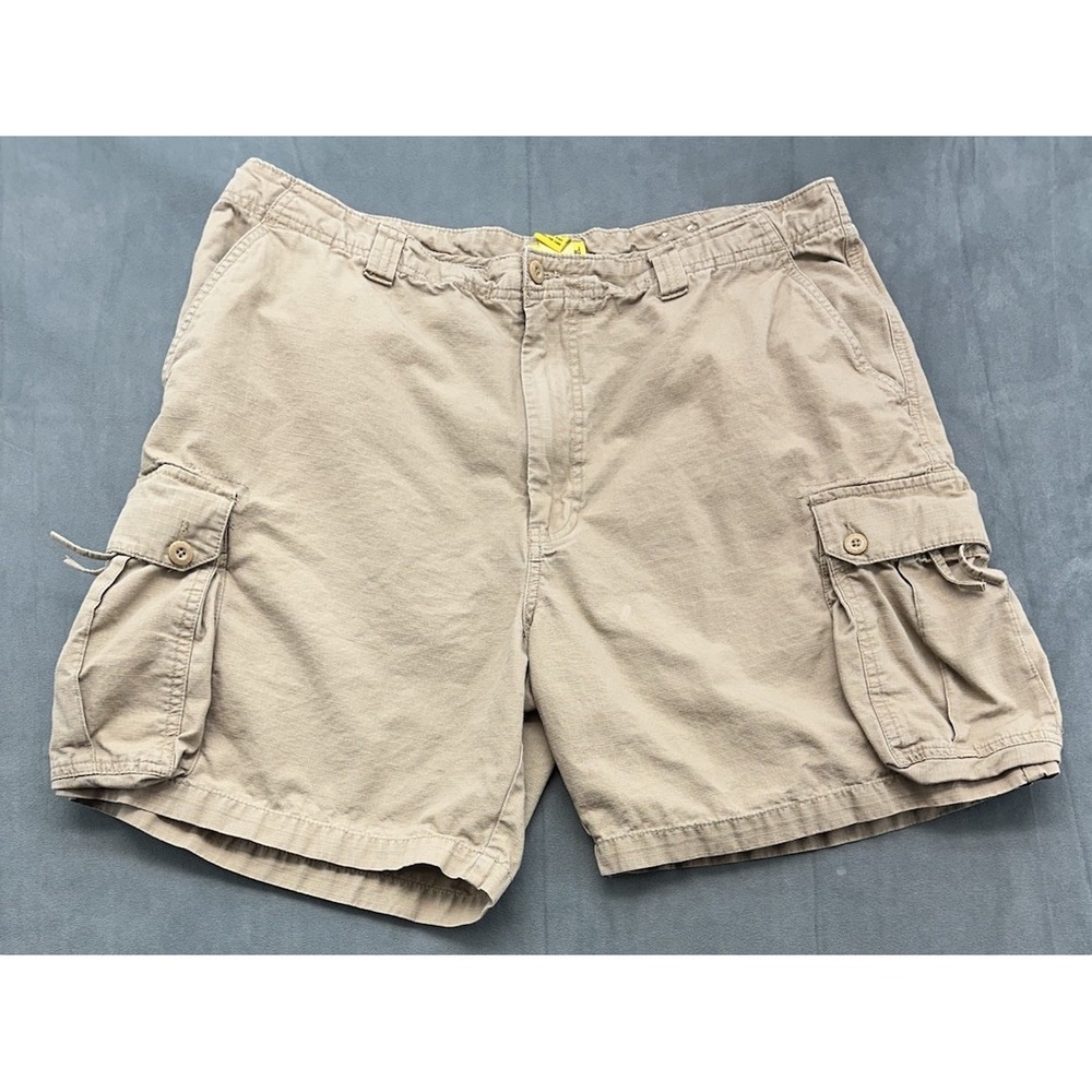 Duck Head Cargo Shorts Men's 38 x 7 Khaki Brown Pockets Classic Ripstop STAINS